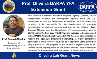 Oliveira Lab Awarded Prestigious DARPA Director’s Fellowship Extension Grant